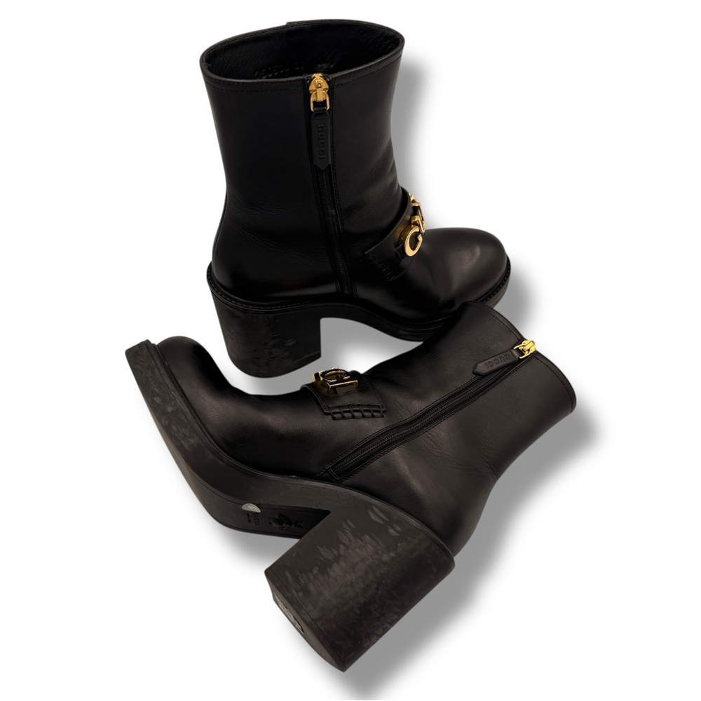 Gucci Logo Ankle Boots Black Leather – EU 37 - Picture 4 of 16